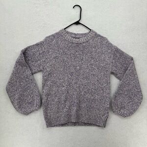 J. Crew Puff-sleeve Crewneck Sweater Medium Lilac Ivory Style #BJ600